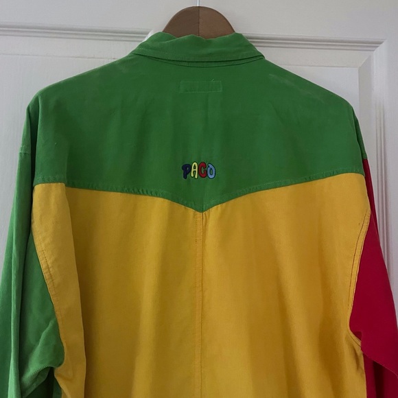 Vintage 90’s corduroy colourblock funky shirt, size Large - Picture 6 of 11
